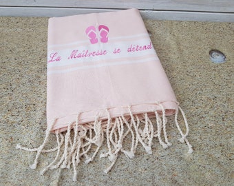 Fouta brodée, fouta, serviette de plage, fouta personnalisée, serviette de plage brodée, personnalisée