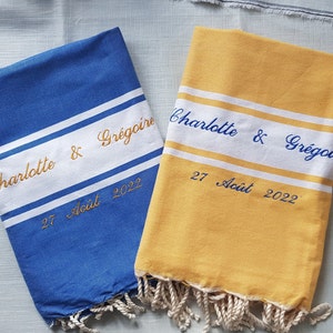 Fouta brodée, serviette de plage personnalisée, serviette de bain brodée, image 1