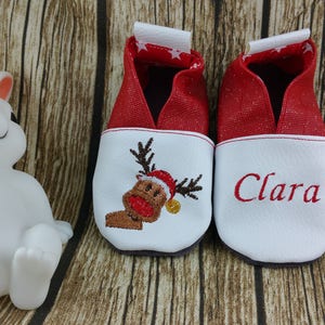 Soft leather slippers, faux leather, baby slipper, boy slipper, girl slipper, child slipper, custom slipper, Christmas image 1