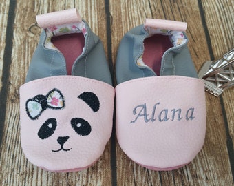 Soft leather slippers, imitation leather, baby slippers, boy slippers, girl slippers, children&#39;s slippers, personalized slippers, panda