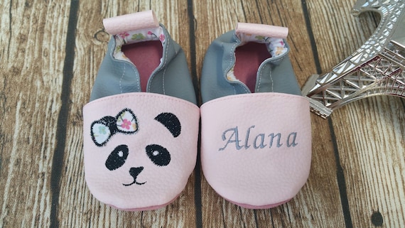 Soft leather slippers, imitation leather, baby slipper, boy slipper, girl slipper, children's slipper, personalized slipper, panda