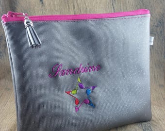 Clutch finta in pelle 20x15, clutch da donna, clutch master, clutch mamma, frizione borsa, ricamata, custom