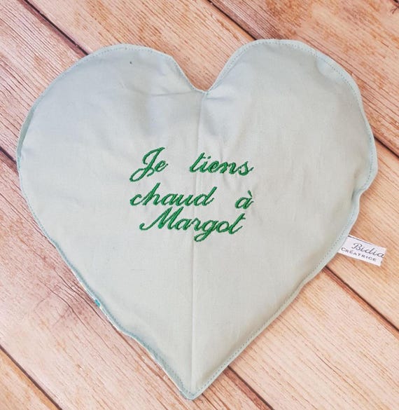 Handmade dry hot water bottle (microwaveable) – personalized embroidery & gentle soothing - Heart