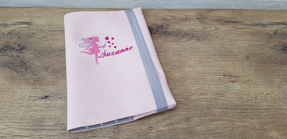 Health booklet protection cover leatherette, girl, fairy, custom embroidered