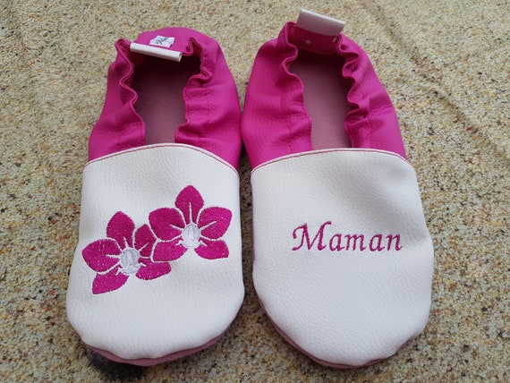 Soft leather slippers, imitation leather, adult slippers, Grandma's Day, Mother's Day, flowers