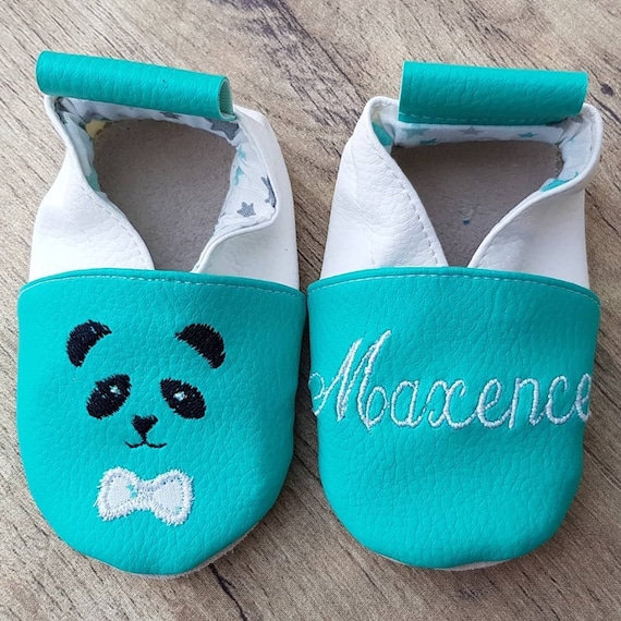 Soft slippers leather, panda, to customize