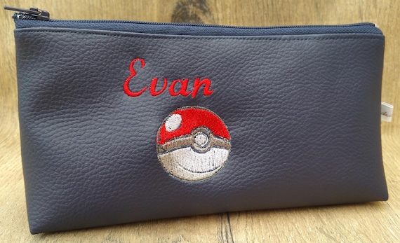 Pencil case, school pencil case, children's pencil case, imitation leather, embroidered, personalized