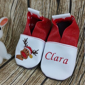 Soft leather slippers, faux leather, baby slipper, boy slipper, girl slipper, child slipper, custom slipper, Christmas image 3