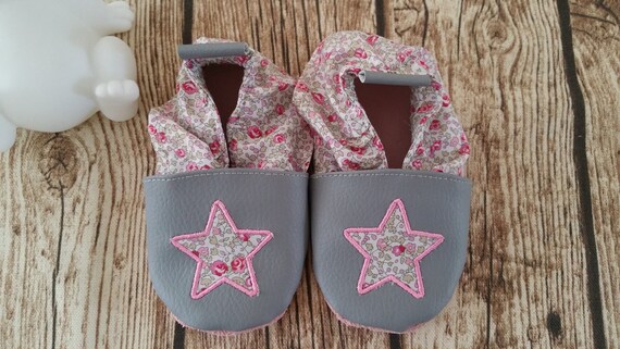 Soft booties leather and faux leather, baby, boy, girl, child slipper shoe slipper shoe, Star, personalised shoe