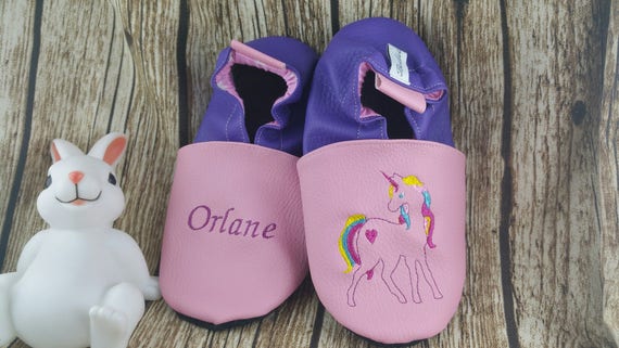 Soft leather slippers, imitation leather, baby slipper, boy slipper, girl slipper, child slipper, personalized slipper, unicorn