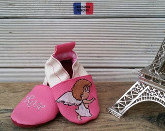 Soft leather slippers, imitation leather, baby slipper, boy slipper, girl slipper, child slipper, personalized slipper, angel