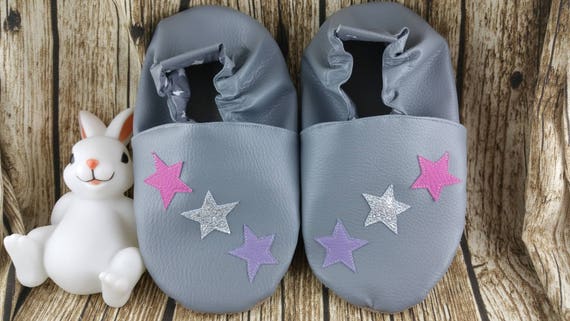 Soft leather slippers, imitation leather, baby slipper, boy slipper, girl slipper, children's slipper, personalized slipper, stars