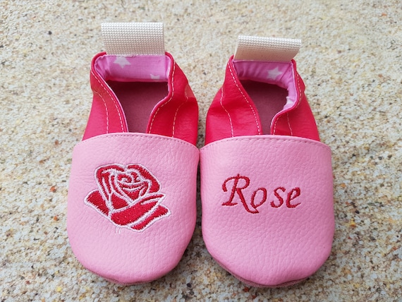 Soft leather slippers, imitation leather, baby slipper, boy slipper, girl slipper, child slipper, personalized slipper, pink