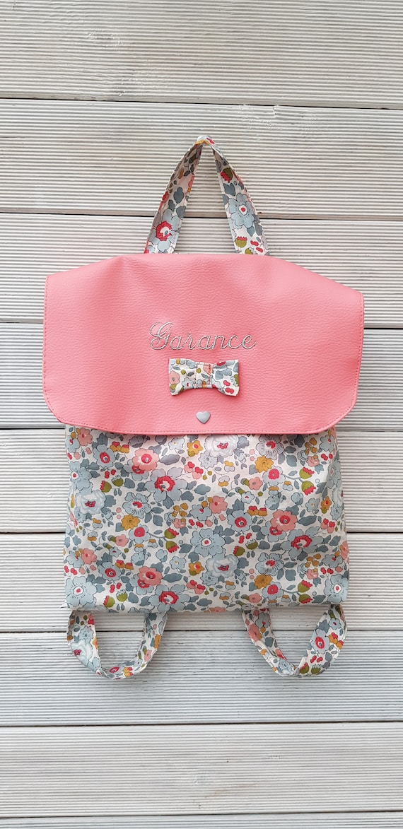 Nursery / kindergarten backpack imitation leather and liberty cotton liberty betsy porcelain limited edition