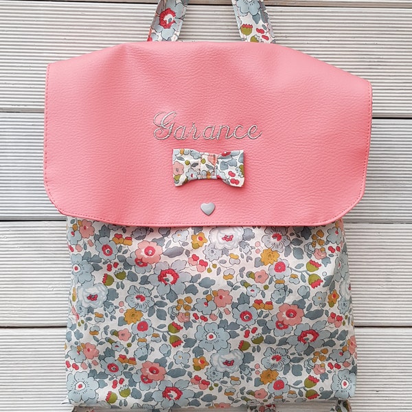 Sac à dos crèche / maternelle simili cuir et coton liberty betsy porcelaine édition limitée