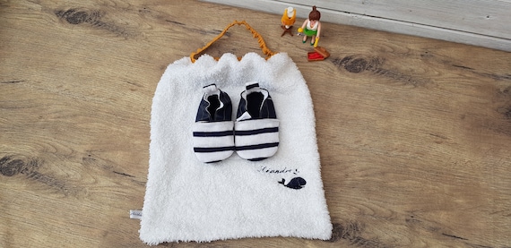 Birth pack to customize: slippers and bib, sailor, navy and whale