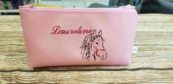 Double school kit, kit, child kit, imitation leather, embroidered kit, personalized kit, horse