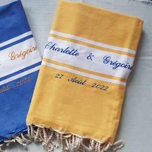 Fouta brodée, serviette de plage personnalisée, serviette de bain brodée, image 2