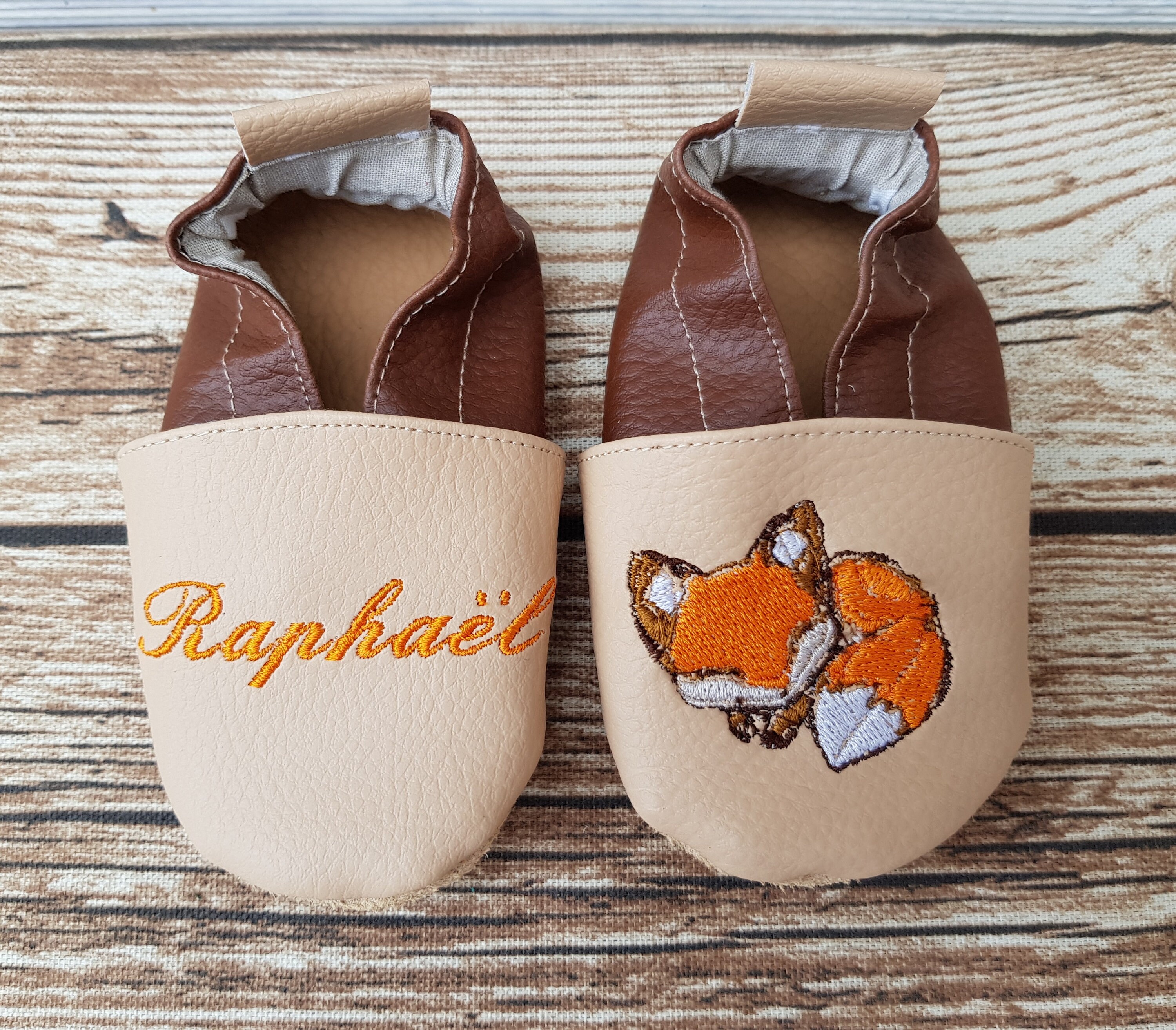 Chaussons souples bébé et enfant - Tête de Renard 