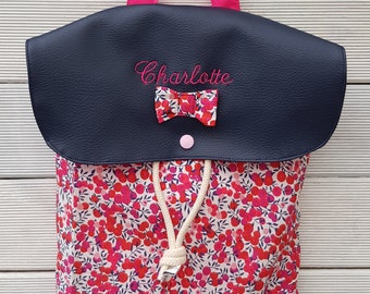 Sac à dos crèche / maternelle simili cuir et coton liberty édition limitée