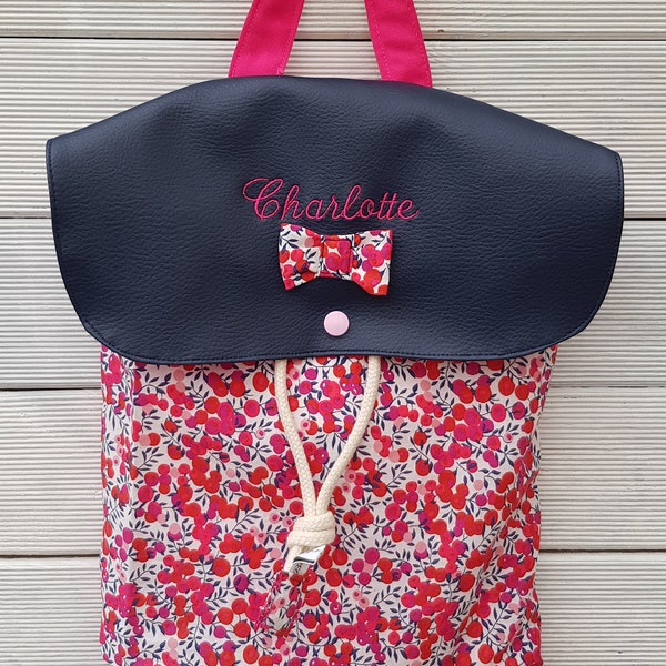 Sac à dos crèche / maternelle simili cuir et coton liberty édition limitée