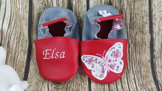 Soft leather slippers, imitation leather, baby slipper, boy slipper, girl slipper, children's slipper, personalized slipper, butterfly