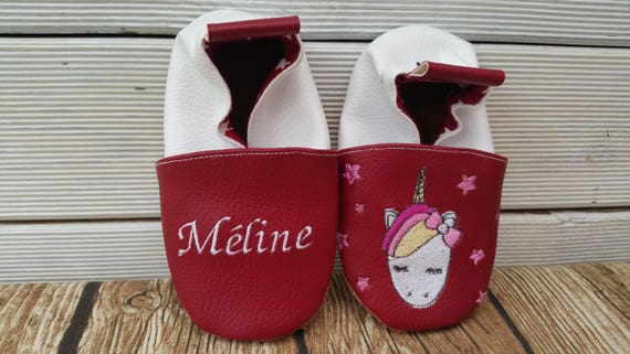 Soft leather slippers, faux leather, baby slipper, boy slipper, girl slipper, child slipper, custom slipper, unicorn