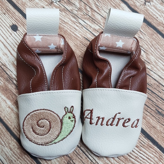 Soft leather slippers, baby slipper, child slipper, personalized slipper, snail