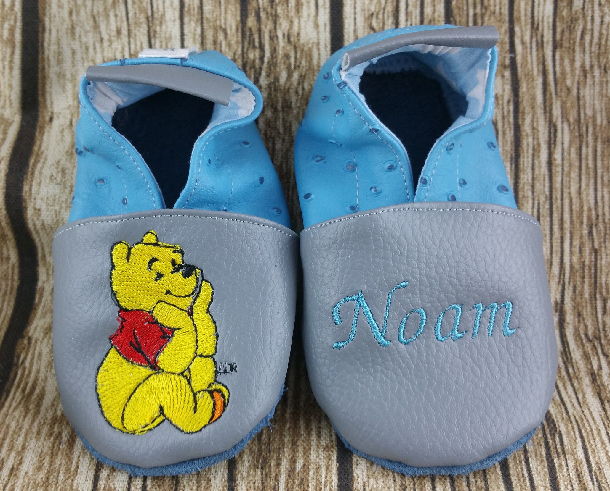 Chaussons souple cuir, simili cuir, bébé / enfant, chausson personnalisé,  nœuds liberty - Un grand marché