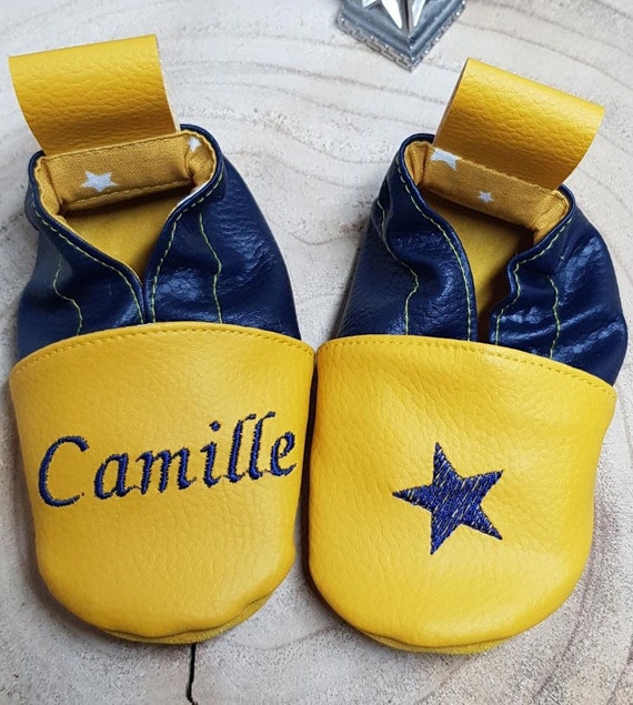 Soft leather slippers, soft slippers, personalized slipper, star