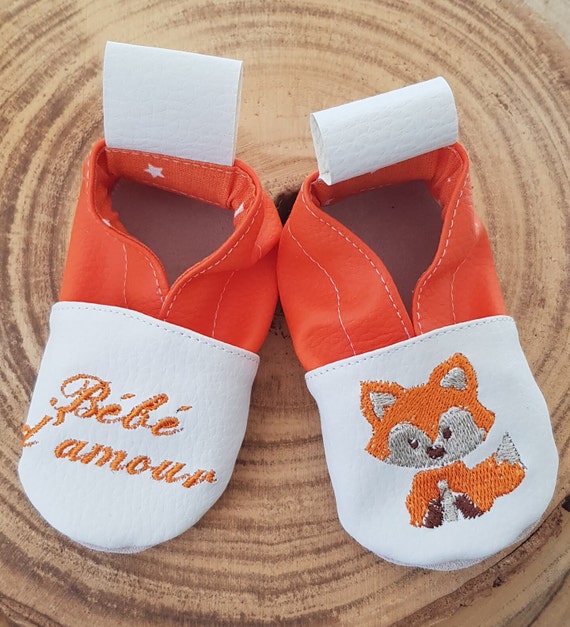 Soft leather slippers, baby slipper, boy slipper, girl slipper, child slipper, personalized slipper, fox