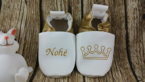 Soft leather slippers, faux leather, baby slipper, boy slipper, girl slipper, child slipper, custom slipper, crown