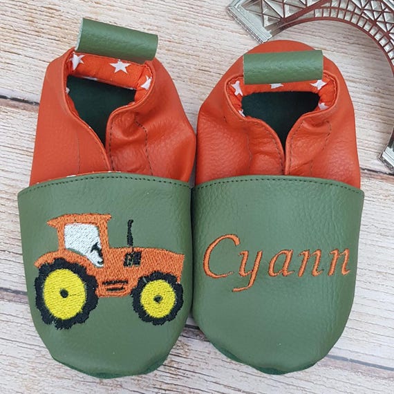 Personalized Soft Slippers, Baby, Child - Comfort and Elegance on Your Feet! -- Tractor