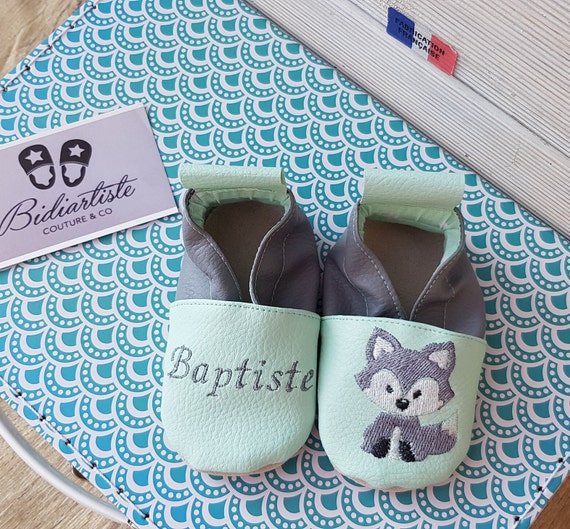 Soft slippers leather, fox, to customize