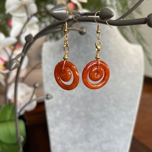 Grade A Jadeite (Fei tsui)Dangling Earrings 925 Silver & 18K Gold plated