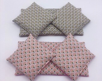TRIO of dry hot water bottles, rose or mole with organic flax seeds