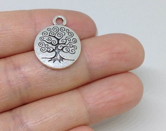 Tree of Life pendant beads BULK 25 Tree Charms Wholesale Tree Branch Tag pendant beads Antique Silver 12X21mm CM0788S