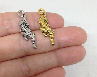 Leopard Cat Animal Mascot Silver Charm Pendant C0449 5 PCS