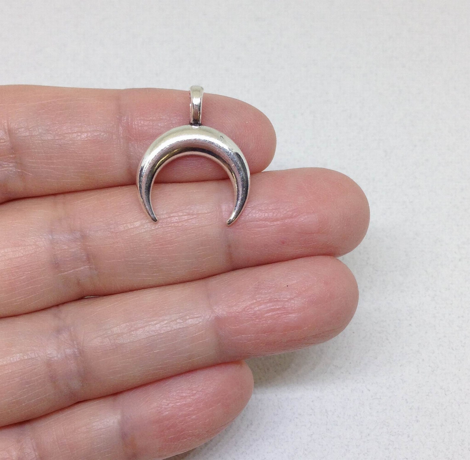 10 Crescent Moon Charm Half Moon Pendant Crescent Moon Tusk Etsy