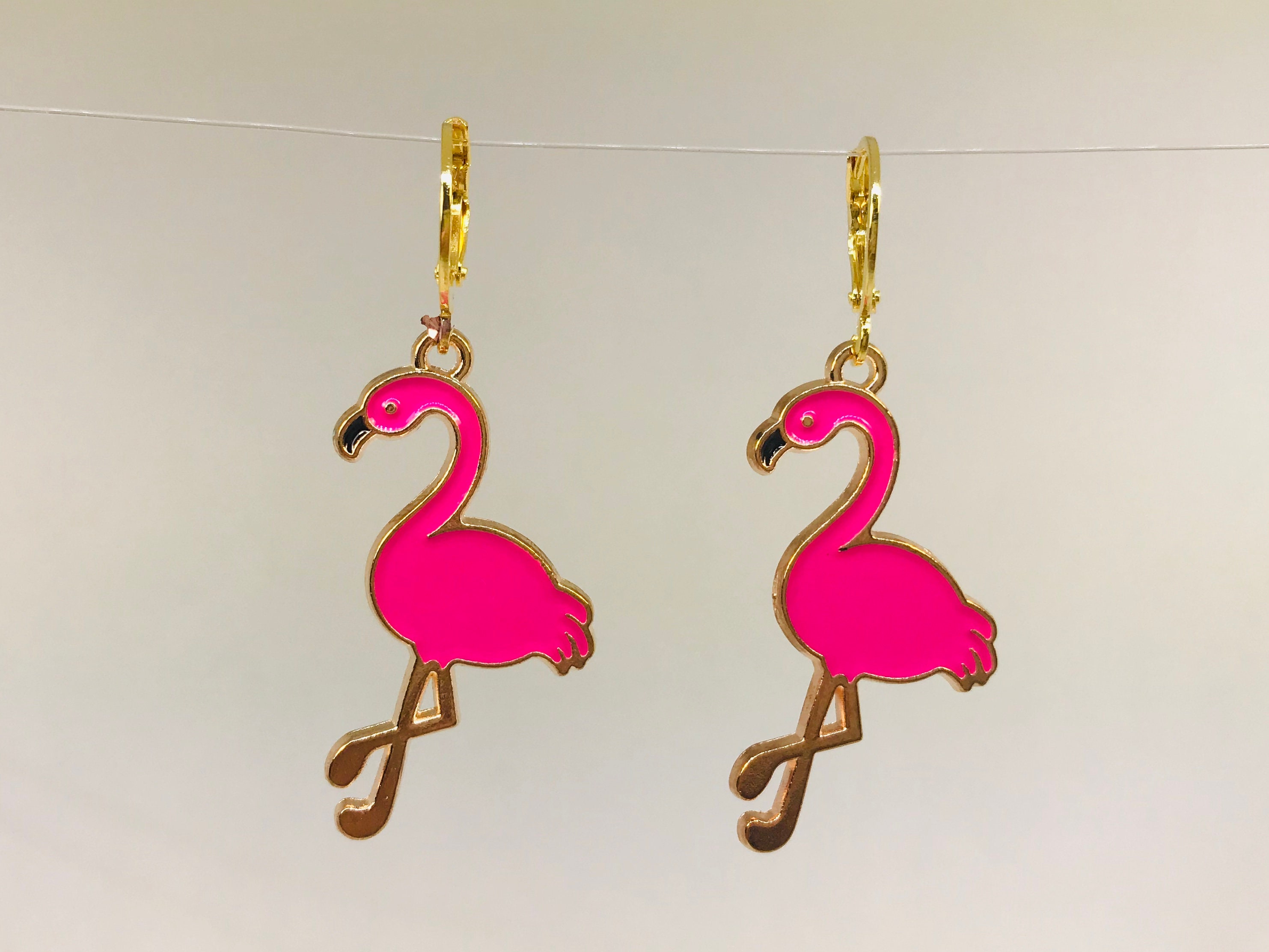 Pink Flamingo Earrings Funky Earrings Quirky Earrings Etsy
