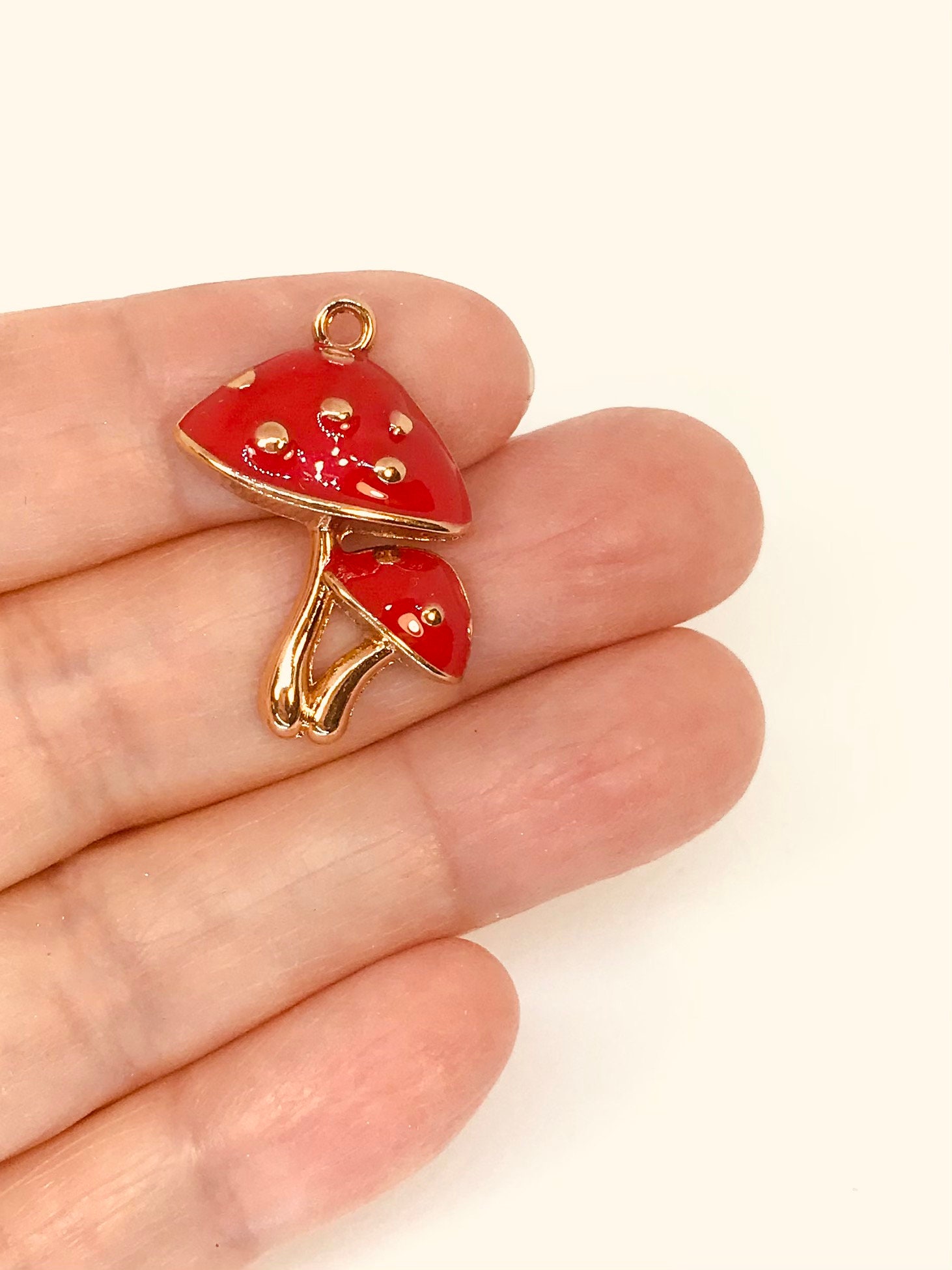 10 Magic Mushroom Charms Red Mushroom Pendant Novelty Charm Etsy