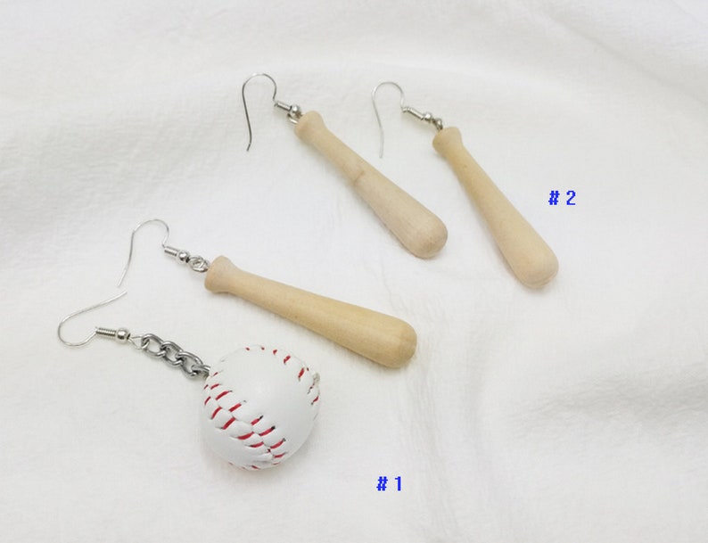 Baseball Charm Earrings Leather Baseball Earrings Baseball Gifts Softball Earring gifts Baseball Jewelry Baseball Bat Earrings