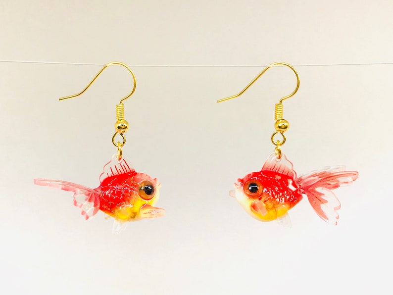 Goldfish Earring, Fish Earrings, Koi Fish, EDM fashion, music festival, kandicore, 90s accessories, Rave Earrings + FREE GIFT Box 