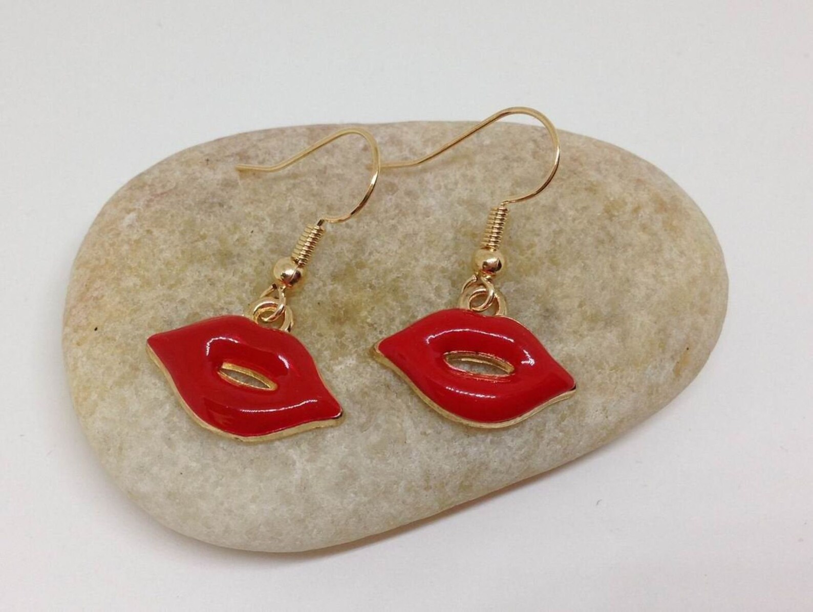 Red Lips Earrings Red Lips Jewelry Red Lip Girly Earrings Etsy