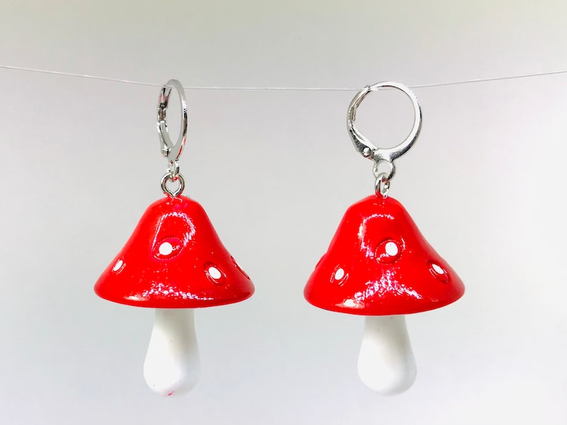 Magic Mushroom earrings,  Amanita Red Mushroom Earrings, Shroom Earrings, Fungi Jewelry, Mushroom Gift, Novelty Funky 