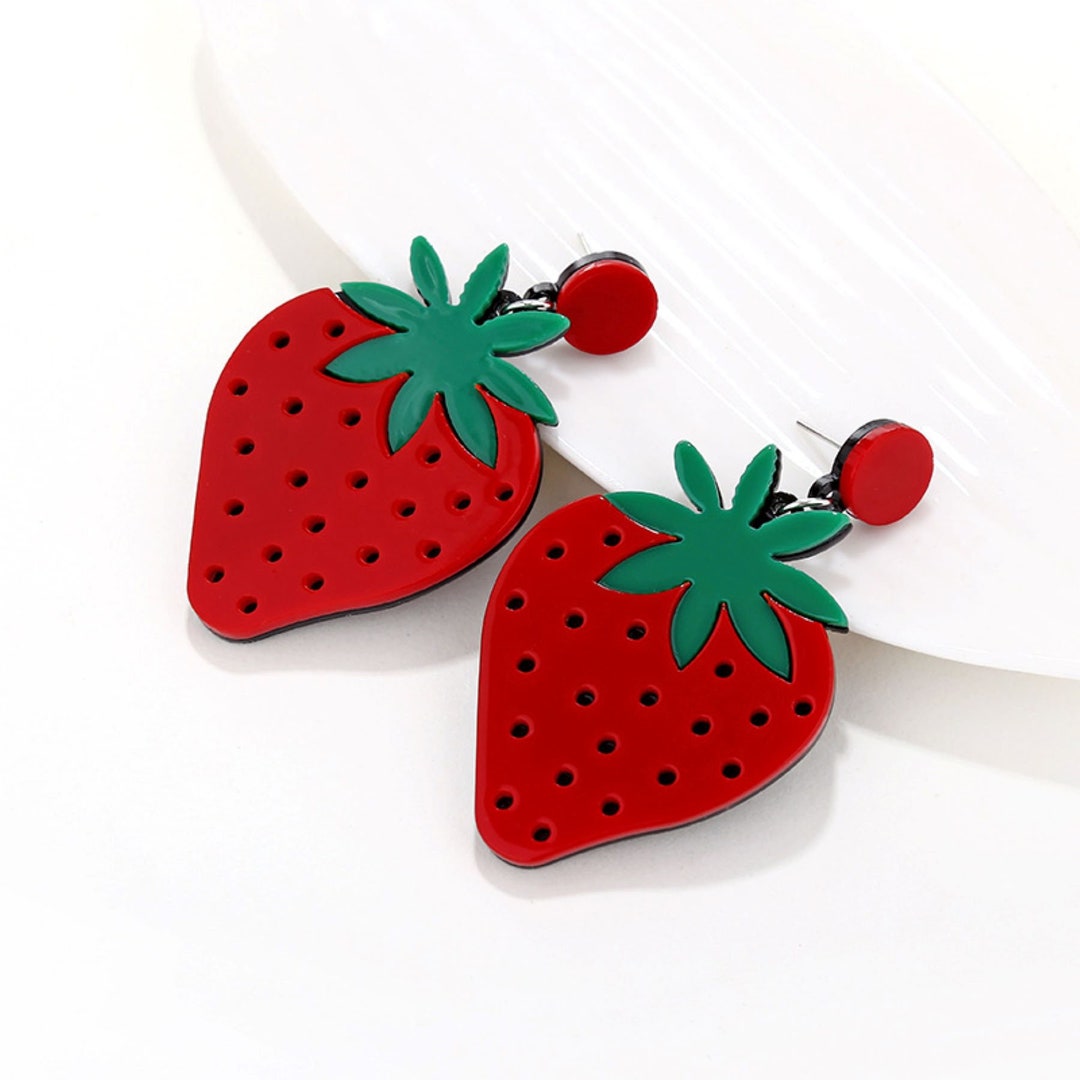 Lemon Earrings Strawberry Earrings Kiwi Earrings Fruit - Etsy