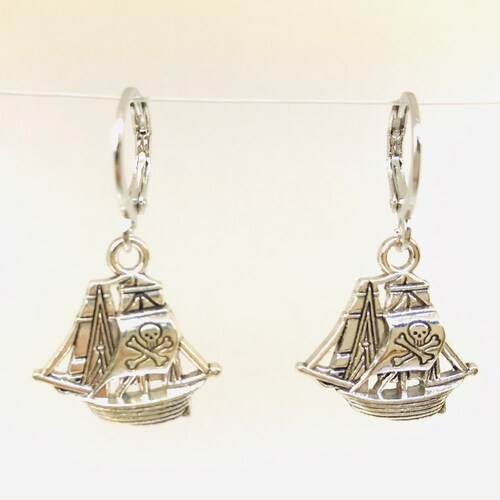GOLD SILVER Pirate Ship Earrings Pirate Jewelry Pirate Etsy