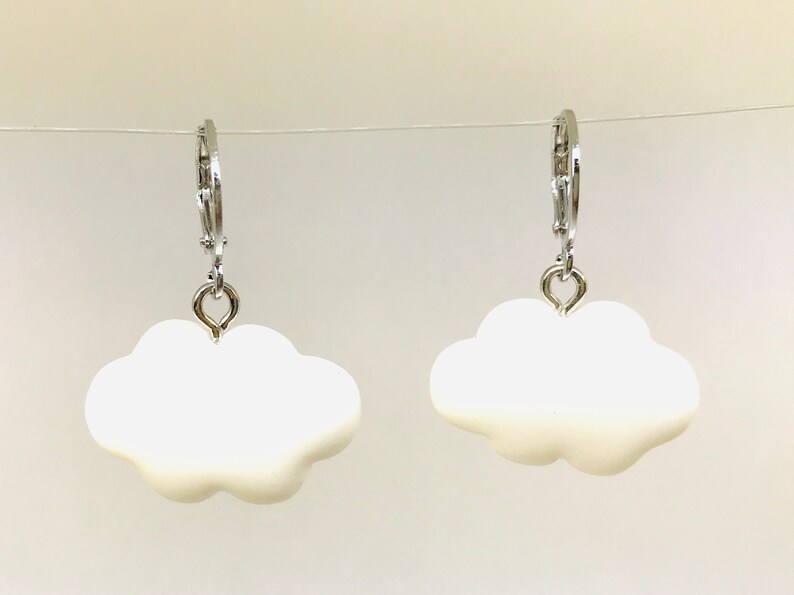 White Cloud Earrings Silver Cloud Earrings Cloud Earrings Etsy