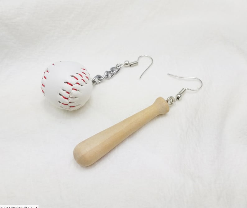 Baseball Charm Earrings Leather Baseball Earrings Baseball Gifts Softball Earring gifts Baseball Jewelry Baseball Bat Earrings