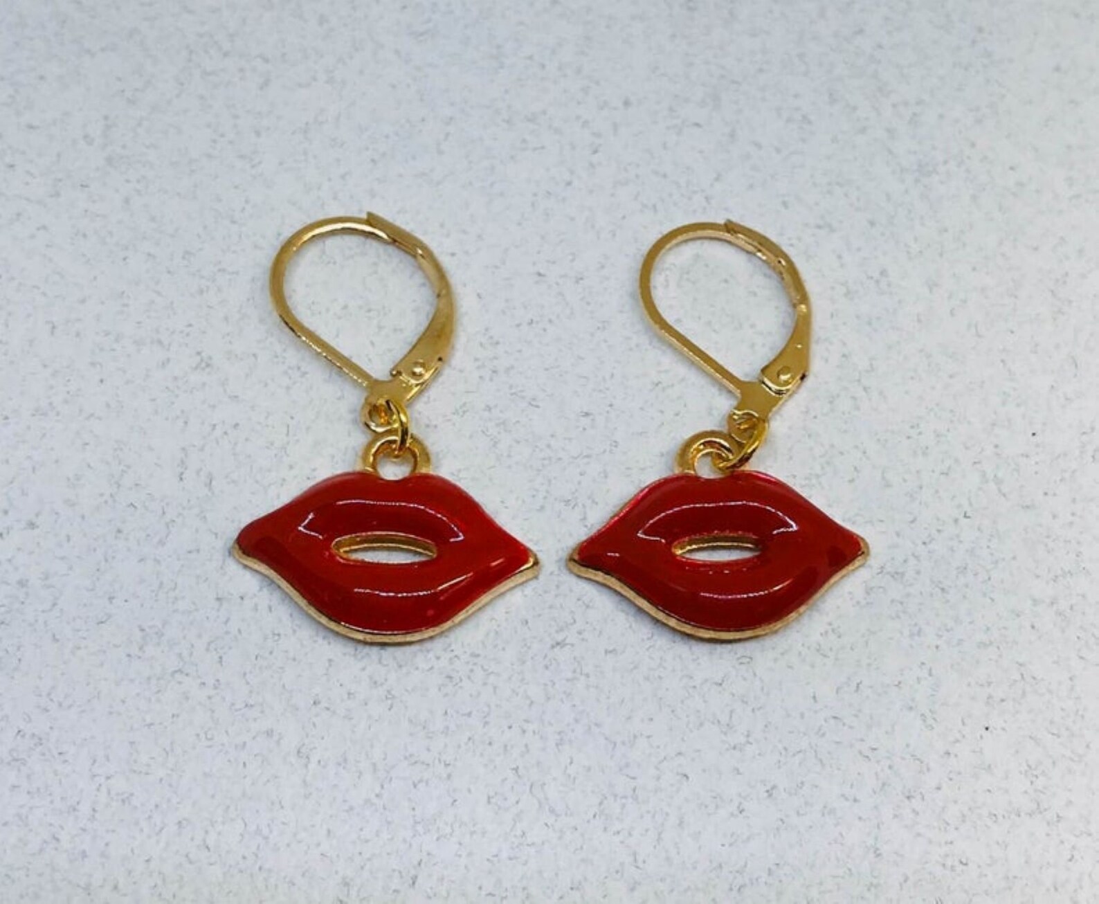 Red Lips Earrings Red Lips Jewelry Red Lip Girly Earrings Etsy
